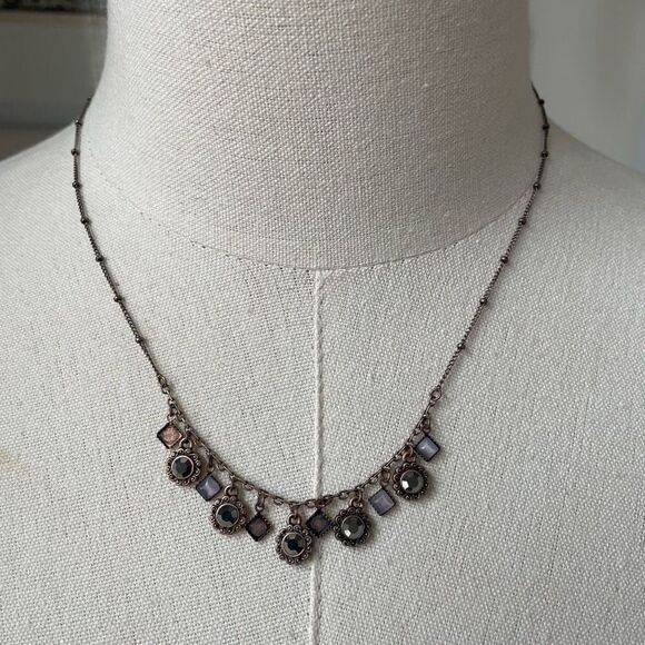 Demure Retired Lia Sophia Necklace Copper Grey - Picture 1 of 4